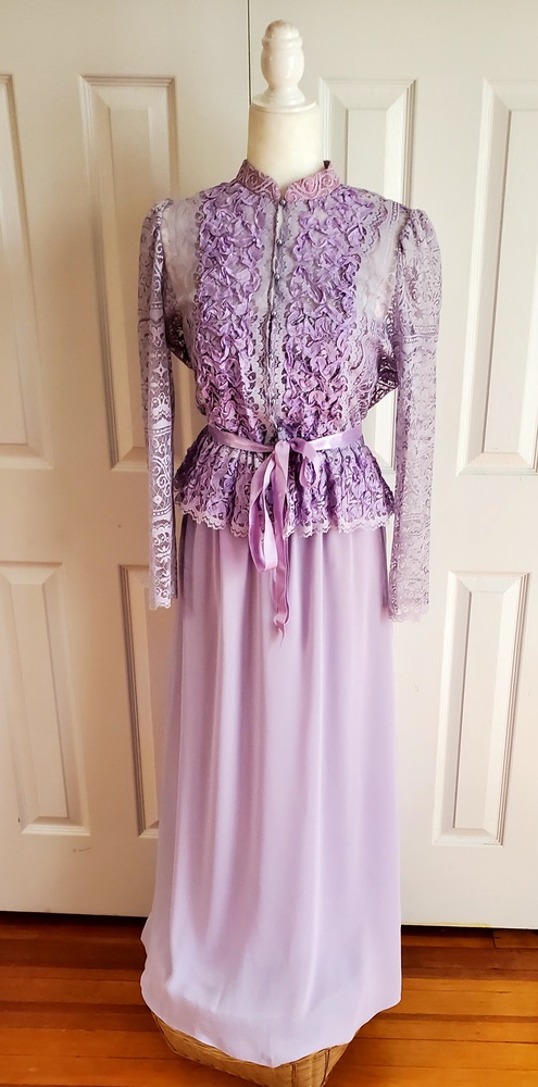 Vintage Samax lavender and lace evening gown and jacket